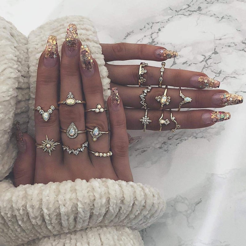 CSIYANJRY99 CSIYAN 6-16 Knuckle Stacking Rings Sets for Women Teens,Boho Stackable Rings Pack Gold Rings Set Midi Rings Finger Jewelry - Image 3